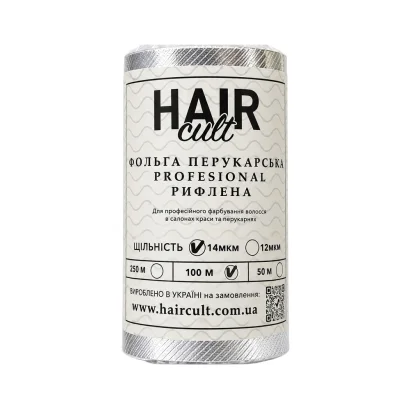 Фольга перукарська 0,12 х 100 м рифлена , 14мкм Hair Cult
